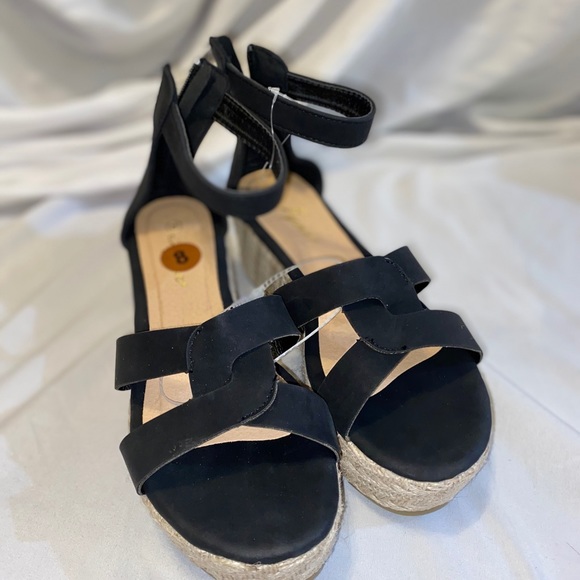 Black size 8 espadrille platform sandals - Picture 1 of 6